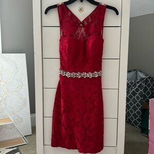 Size 3 red lace homecoming/semiformal dress